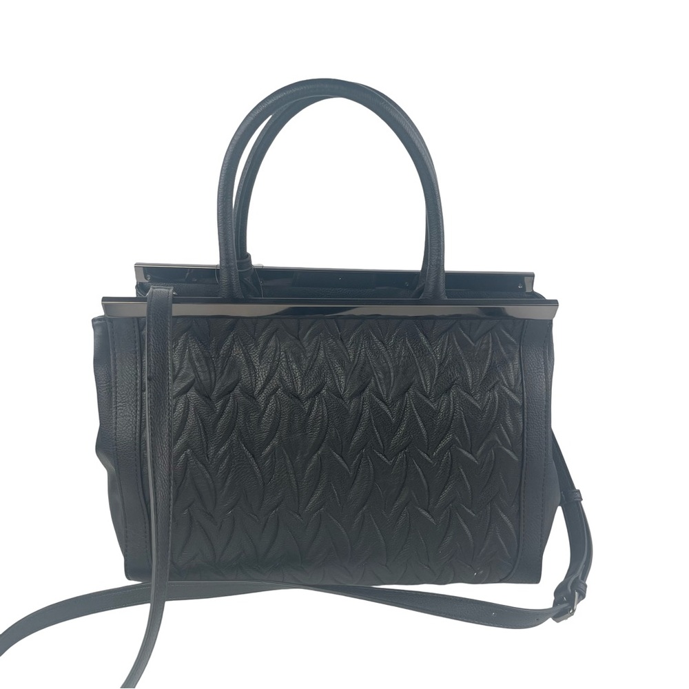 Simply Vera Vera Wang Black Faux Leather Quilted Satchel Handbag NWT